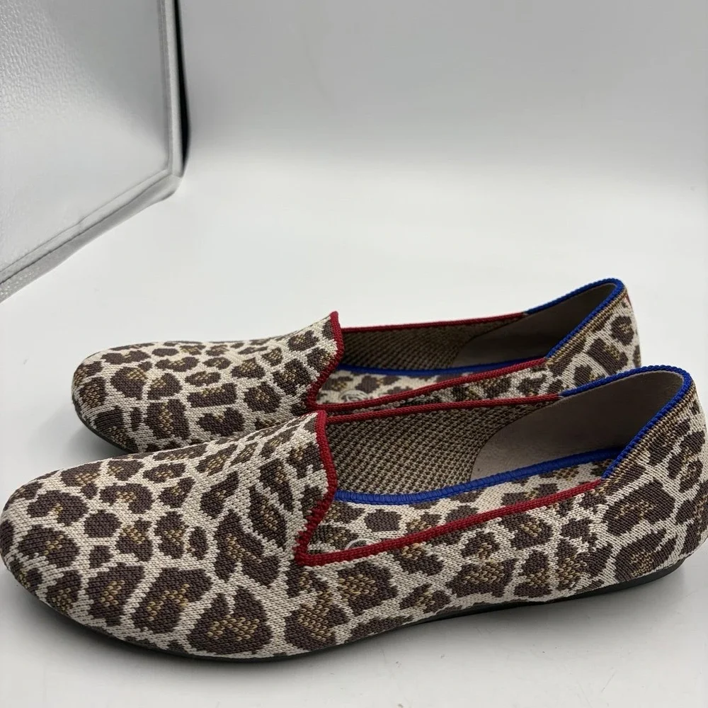 Retired Rothy's Mocha Spot Loafer Flats Womens 7.5 Leopard Knit Slip On‎